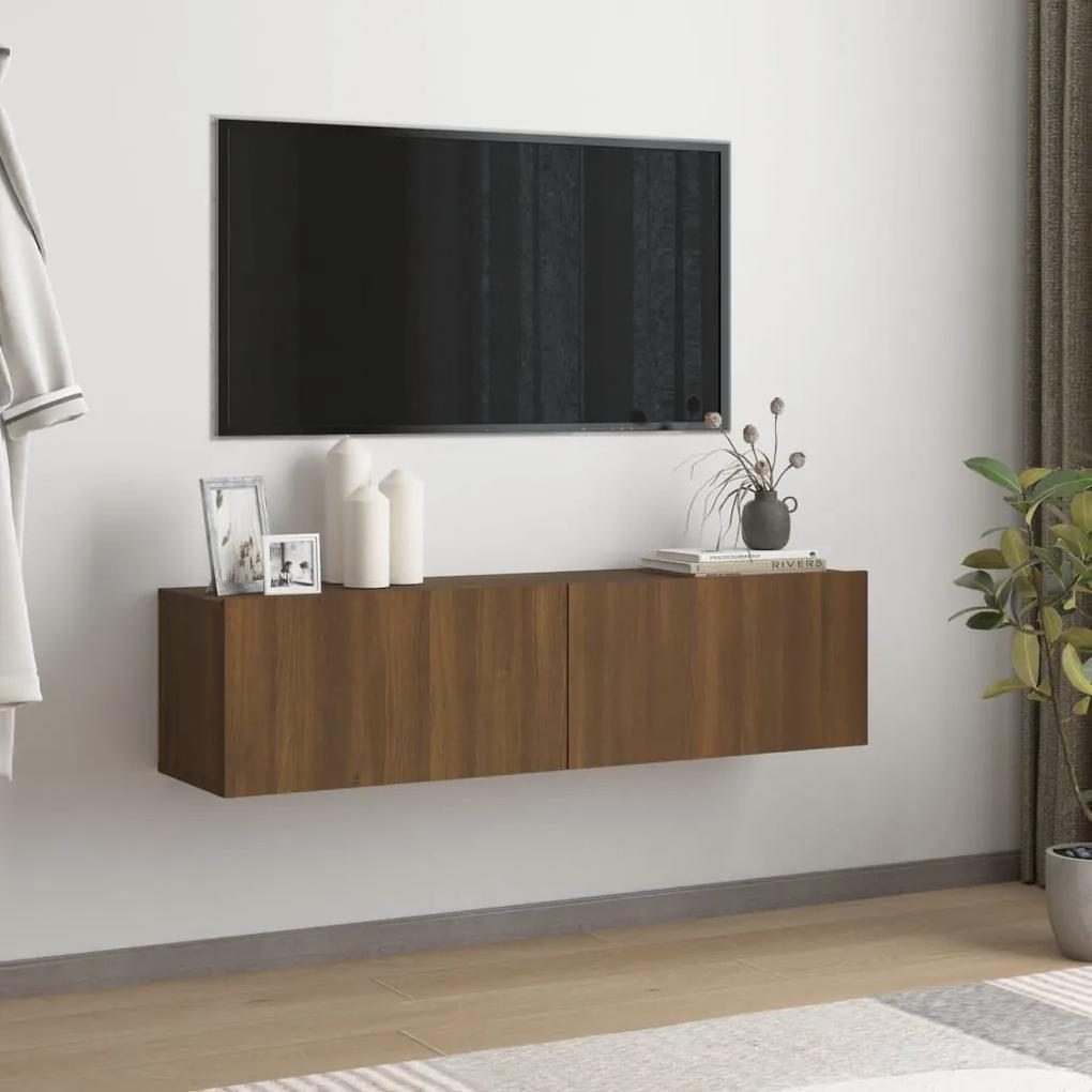 815101 vidaXL Comodă TV de perete, stejar maro, 120x30x30 cm, lemn compozit