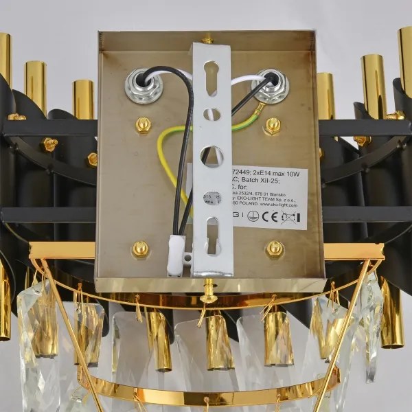 Brilagi - Aplică de perete ECLIPSE 2xE14/10W/230V negru/auriu