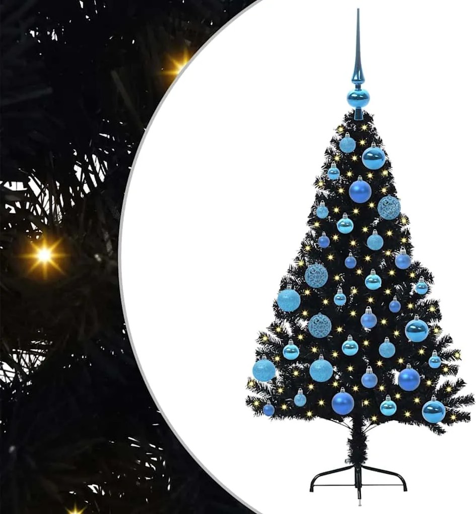 vidaXL Pom de Crăciun artificial pre-iluminat Negru 120 cm PVC