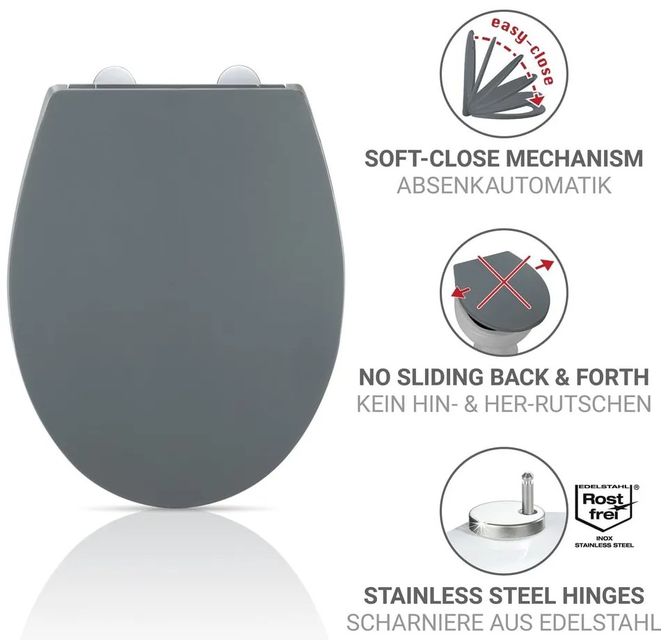 Capac WC 37 x 44,5 cm Easy-Close (cu închidere automată) Ostuni – Wenko