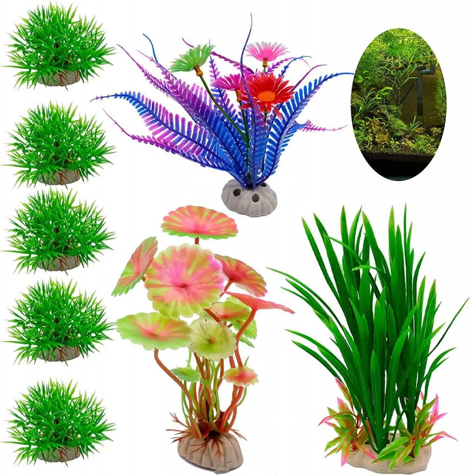 Set de 8 plante artificiale pentru acvariu Cisolen, PCV, multicolor, 4,9-22 cm