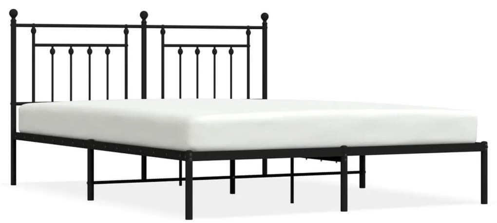 353540 vidaXL Cadru de pat metalic cu tăblie, negru, 160x200 cm