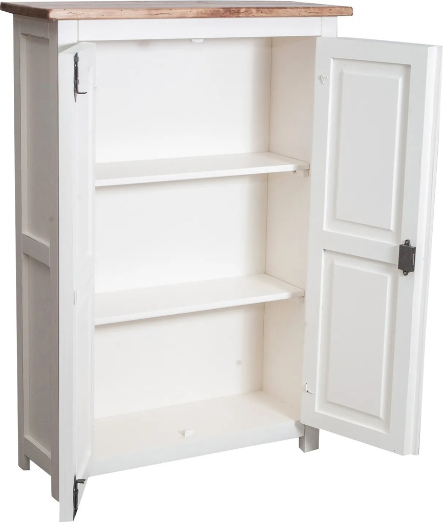 Dulap mic, L68 25 H98 cm, alb antic natur, lemn masiv