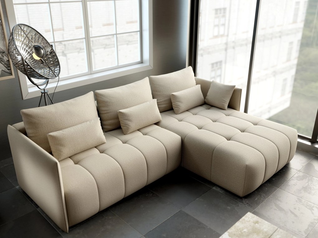 Colțar extensibil dumonde cu ladă de depozitare si sezut confortabil din spuma high-density, Malta Enjoy Camel II 235x185 cm