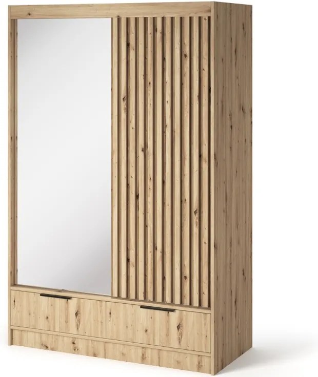 Șifonier cu uși glisante și oglindă, 120x60x204 cm, Voodi II, Eltap