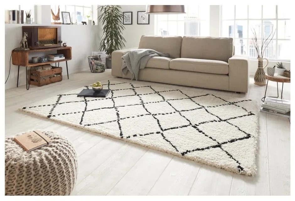 Covor Mint Rugs Hash, 120 x 170 cm, bej - negru