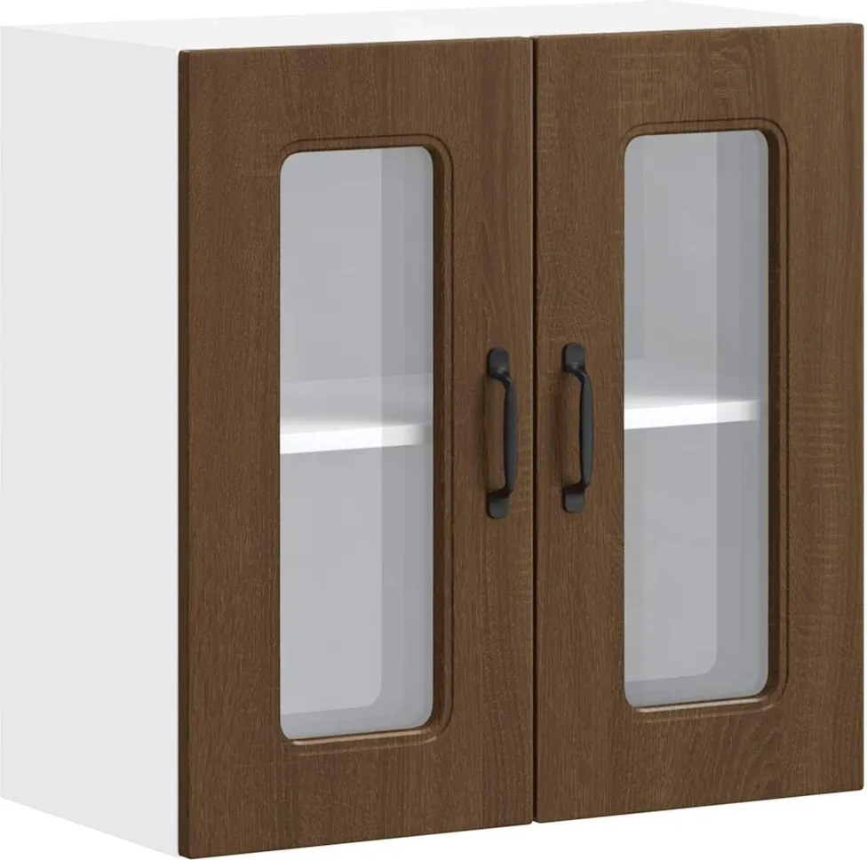 vidaXL Dulap de bucătărie cu ușă din sticlă "Kalmar" lemn stejar maro