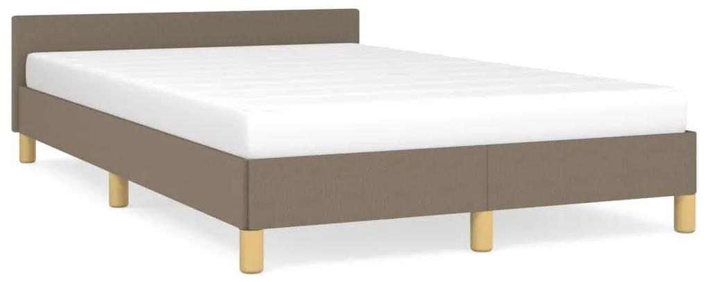 379538 vidaXL Cadru de pat cu tăblie, gri taupe, 120x190 cm, material textil