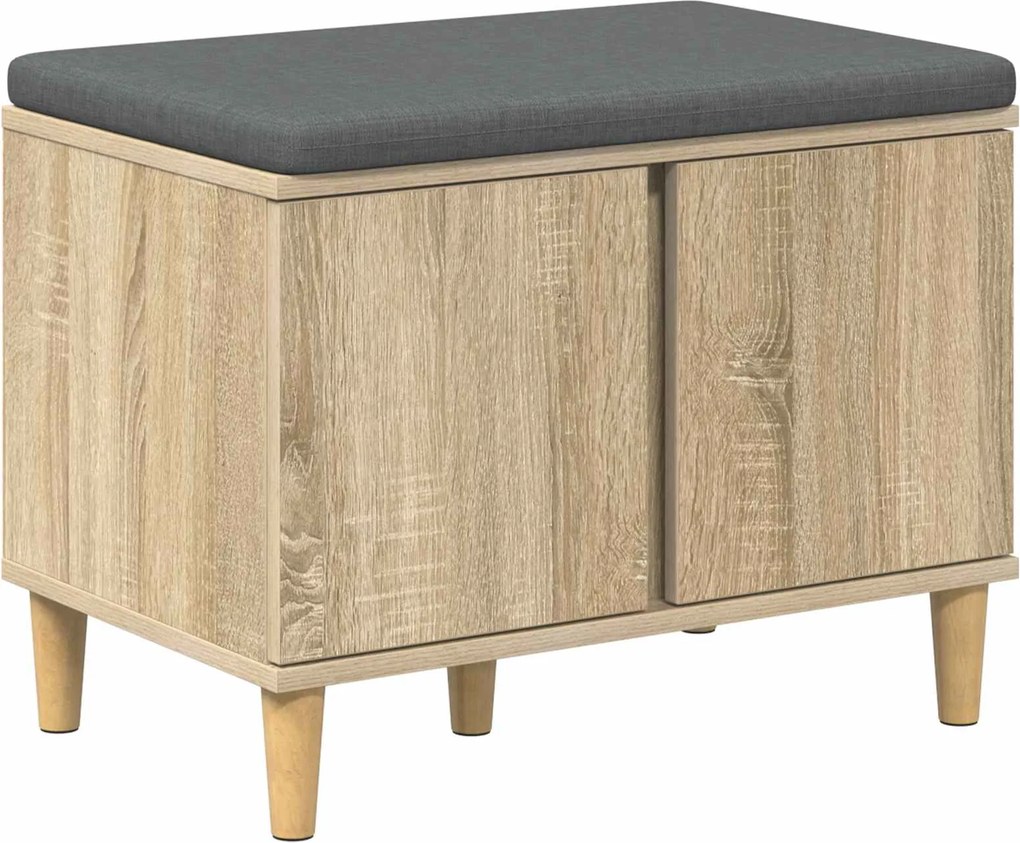 vidaXL Bancă pentru hol cu pernă cu ușă Stejar Sonoma 60 x 38 x 46 cm