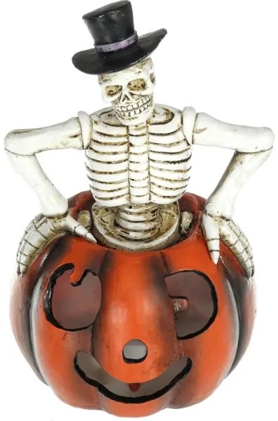 Decorațiune LED HALLOWEEN Retlux LED/2xLR44/alb cald, schelet în dovleac, rășină