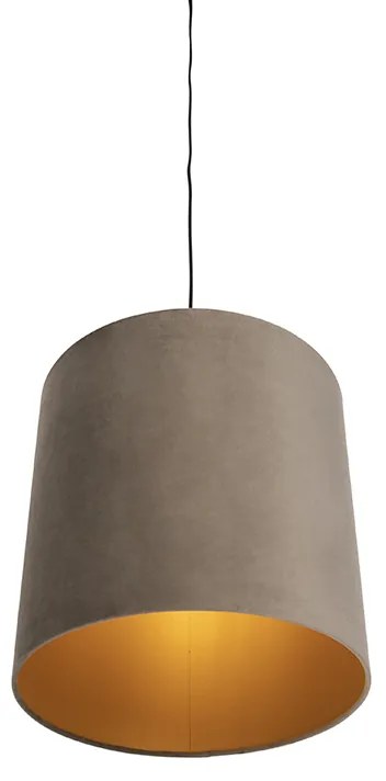 Lampă suspendată cu abajur din catifea taupe cu auriu 40 cm - Combi