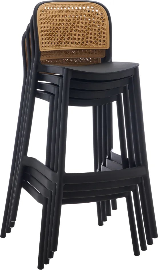 Scaun de bar, stivuibil, negru/bej, RAVID NEW TYP 3