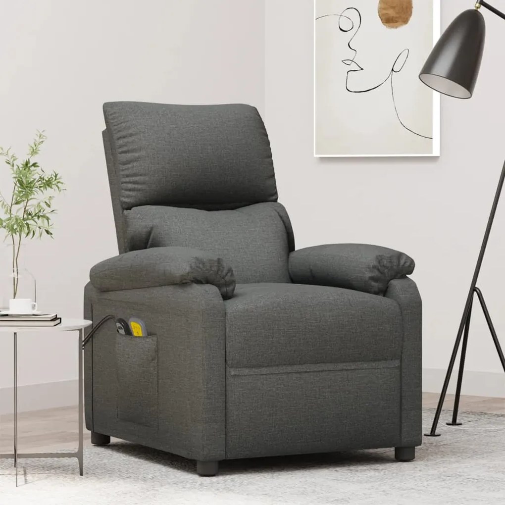 3073828 vidaXL Fotoliu de masaj electric rabatabil, gri închis, textil