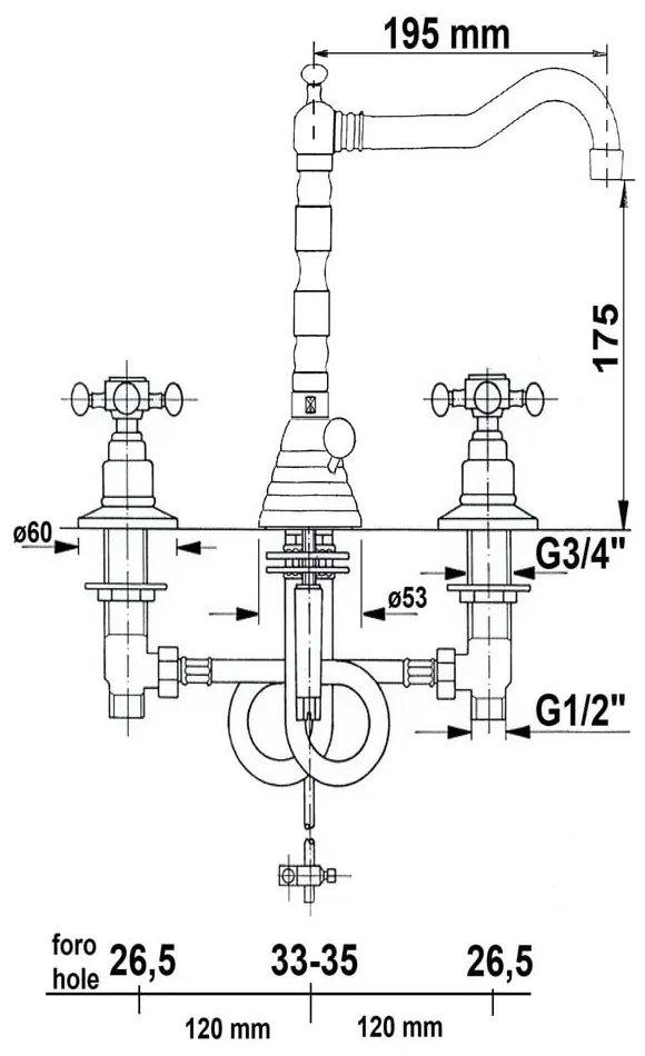 Baterie argintiu-lucios pentru chiuvetă Antea – Sapho