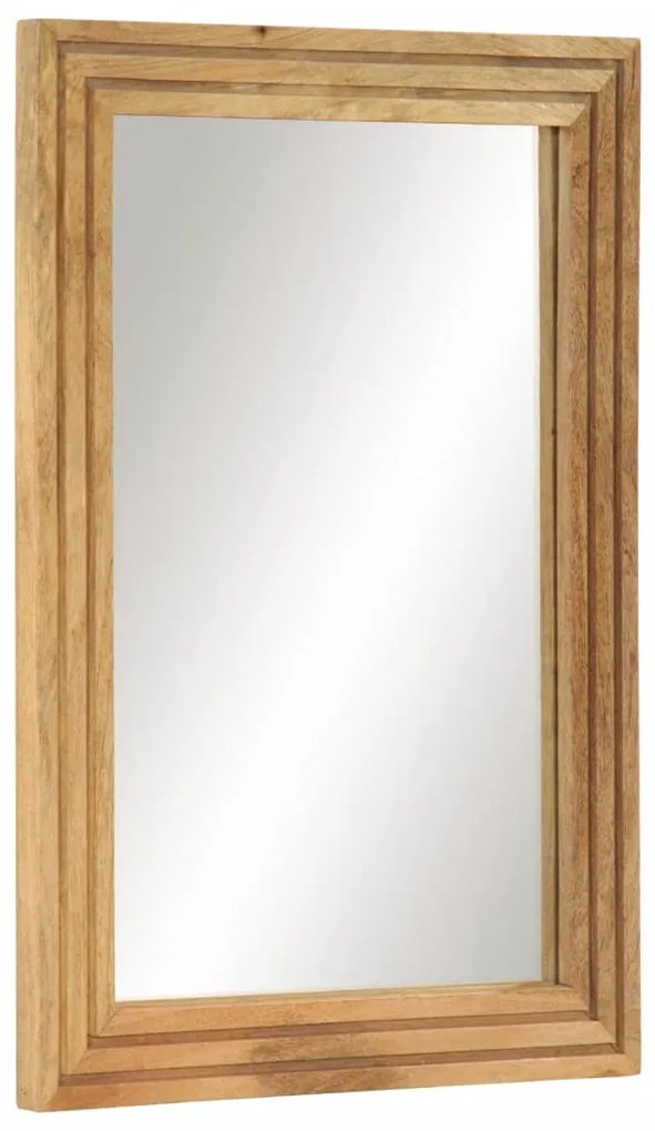 vidaXL Oglindă de baie, 50x70 cm, lemn masiv de mango brut și sticlă