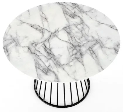 Masă de dining SEREIN, decor marmură albă/negru
