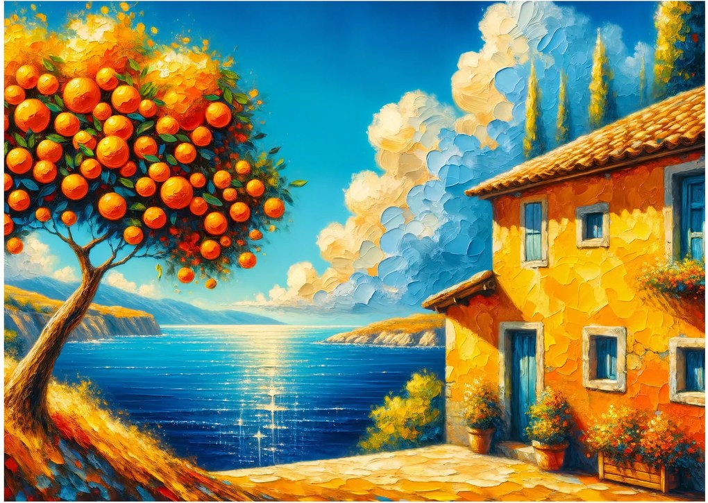Tablou - Casă cu portocale II. (70x50 cm)