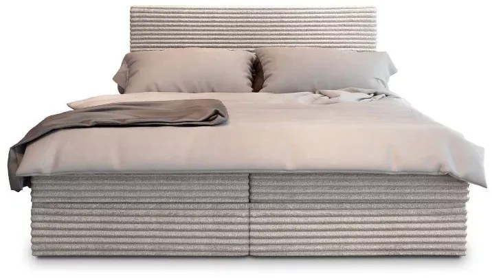 Pat tapitat boxspring ISPIRA 140x200 cm crem Saltele: Saltea cu arcuri Bonell