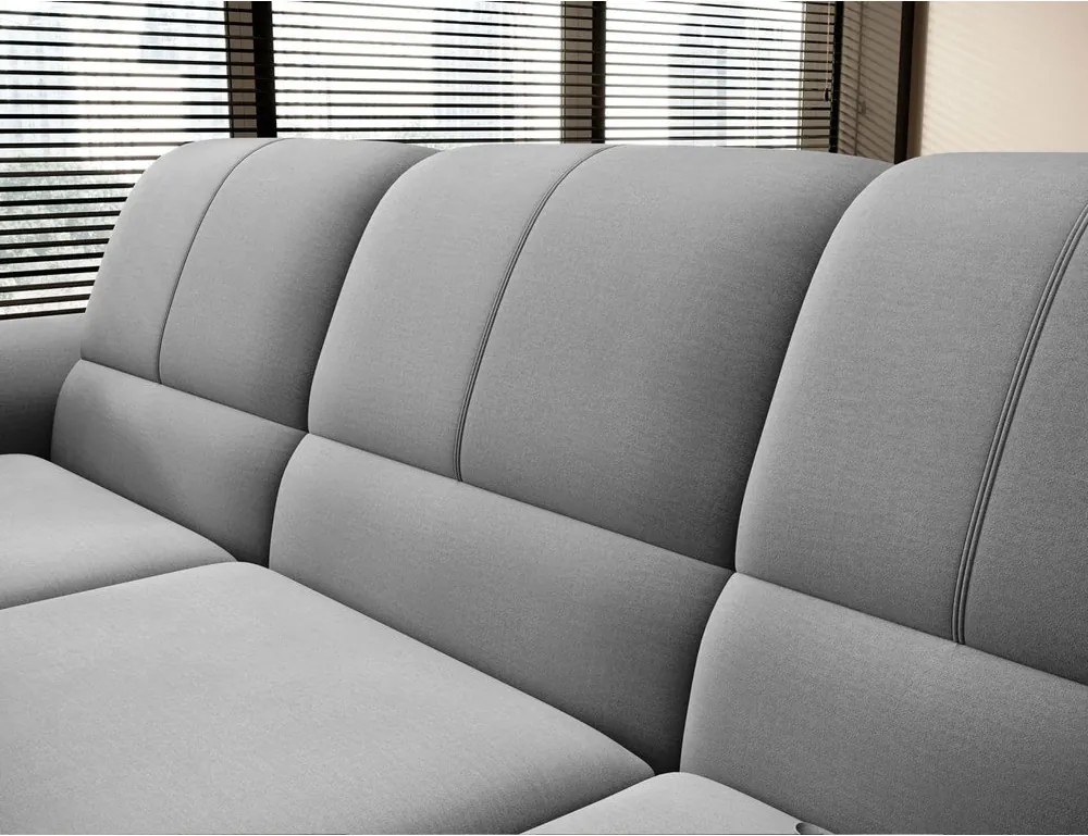 Colțar gri extensibil/cu spațiu de depozitare cu tapițerie din catifea (cu colț pe partea dreaptă/în formă de ”L”) Siber – ELTAP