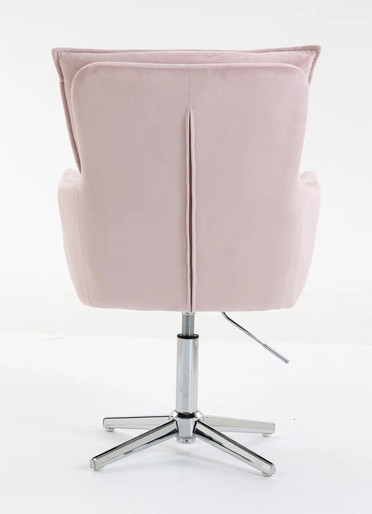 HR250CROSS Scaun Catifea Roz Pudra Bază Cromata