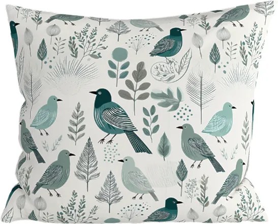 Husa de perna din bumbac LEAFBIRD POLY 45x45 cm, alb-verde