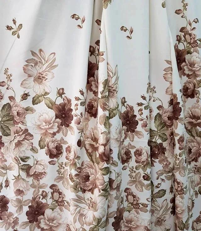 Set draperii dim-out model floral cu rejansa din bumbac tip fagure, Madison, densitate 700 g/ml, Lilium et Rosa, 2 buc