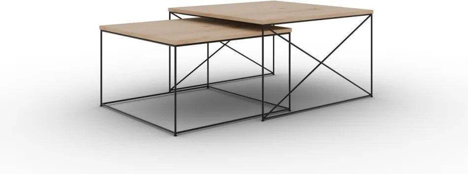 Set masute de cafea, Licco 2, ADRK Furniture (Culoare: Alb / Beton)