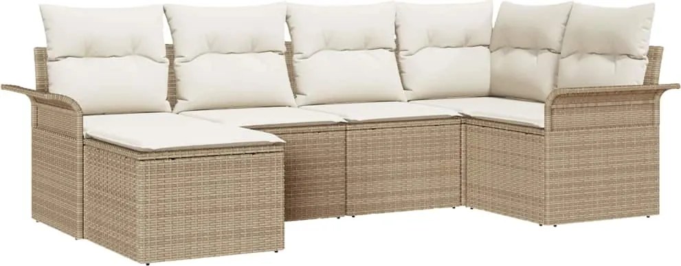 vidaXL Set de canapele pentru grădină 6 pcs Bej poliratan