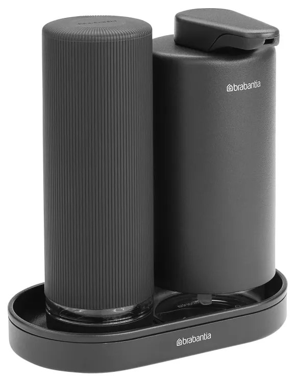 Set 2 dozatoare detergent de vase / sapun lichid Brabantia SinkStyle 1008504, 200 ml, Cu strat mineral, Gri