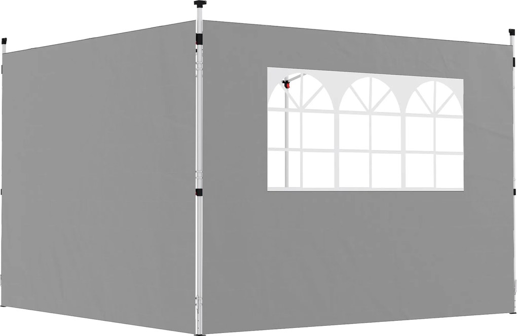 Outsunny Panouri laterale pentru tonelă 3 x 3 m panouri pentru pavilion cu fereastră set de 2 țesătură Oxford gri deschis | Aosom Romania
