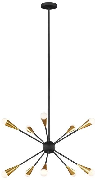 Lustră LED pe tijă Feiss FE-JAX10-MB JAX 10xG9/3W/230V negru/auriu