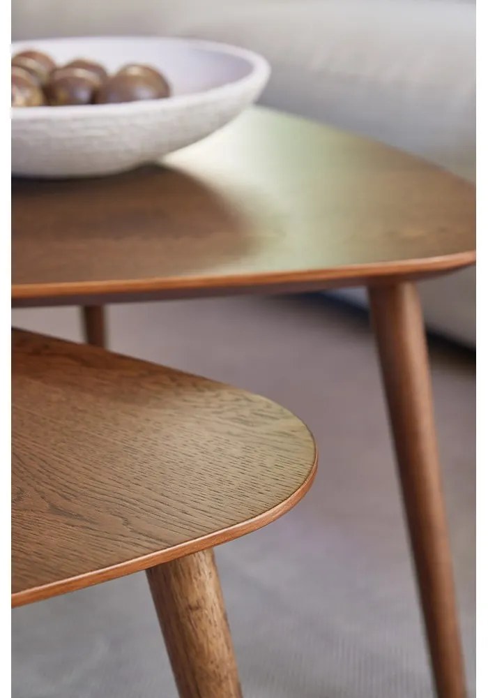 Măsuțe de cafea maro 2 buc. cu aspect de lemn de stejar 70x100 cm Adda – Unique Furniture