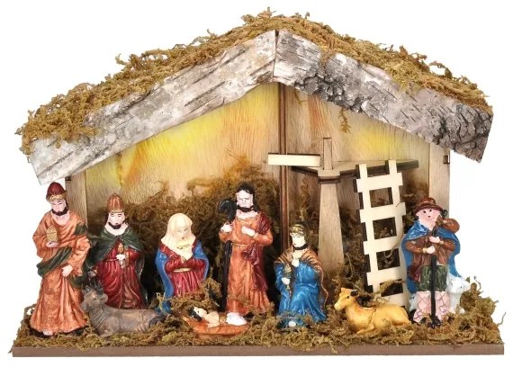 Decorațiune LED de Crăciun Solight 1V276 LED/2xAA/alb cald Scena Nașterii