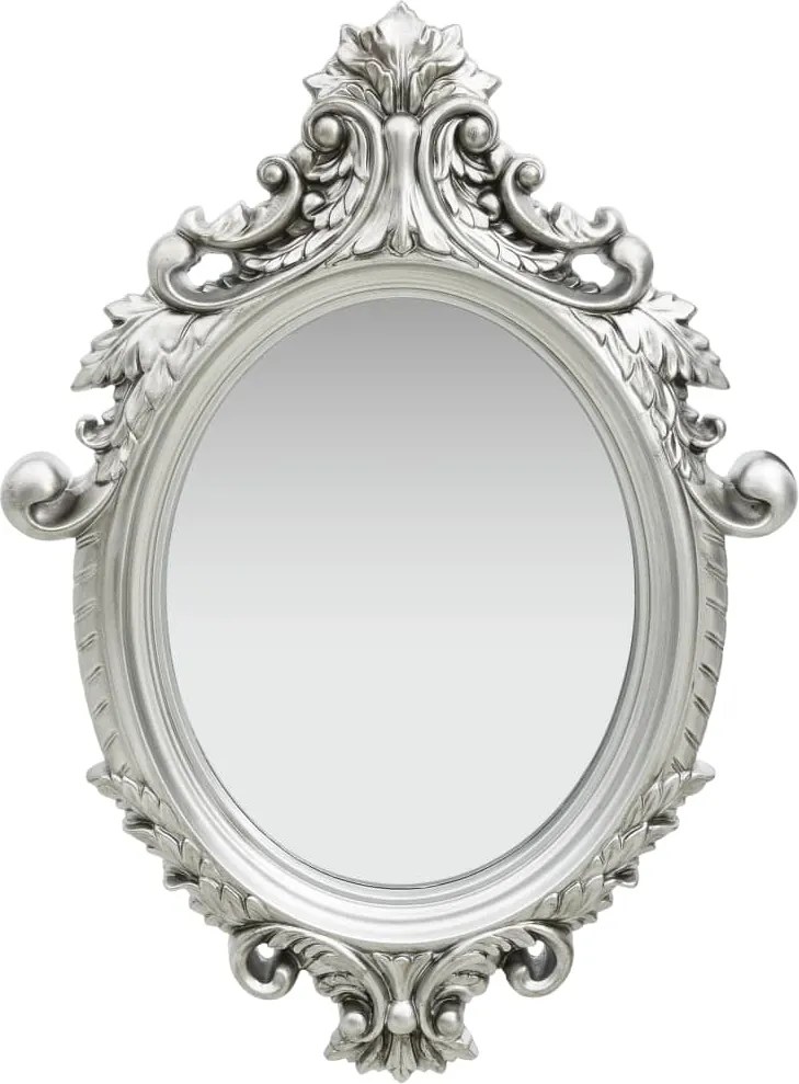 vidaXL Oglindă de perete în stil Castle, argintiu, 56 x 76 cm