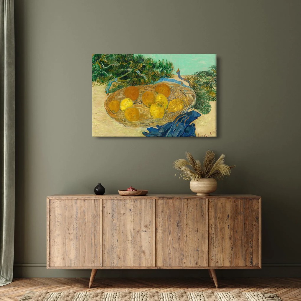 Tablou - Vincent van Gogh, Still Life of  Oranges and Lemons with  Blue Gloves, reproducere (90x60 cm)