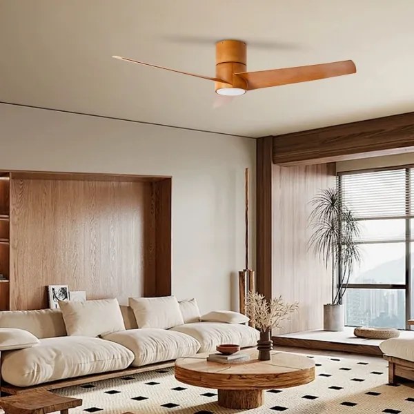 ZEVENTI - Ventilator de tavan LED BARROSA, 18W/230V, Wi-Fi Tuya, maro + telecomandă