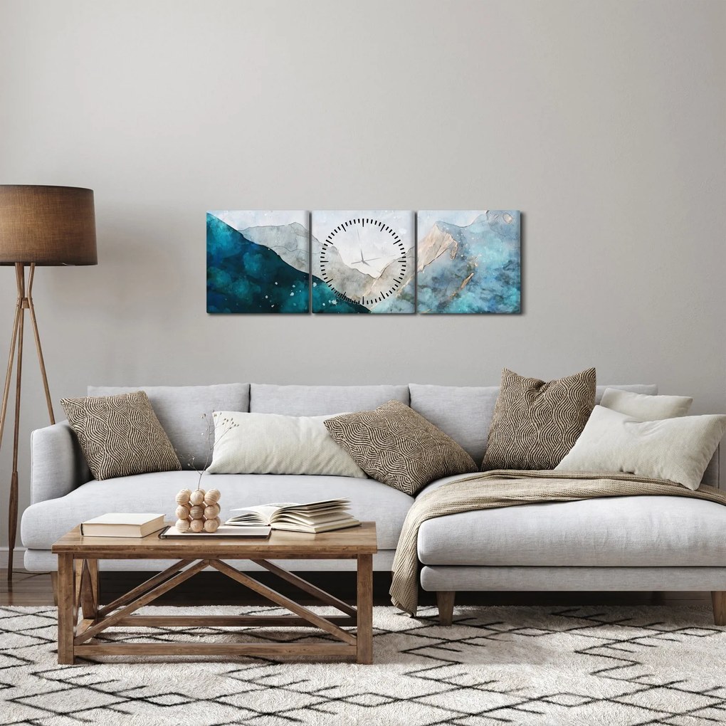 Tablou - Munte desenat (cu ceas) (90x30 cm)