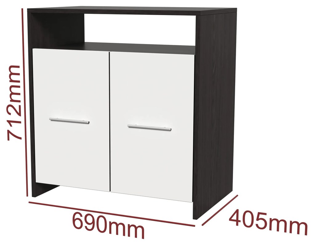 Comoda Luiza, culoare magia (wenge) / alb, 69 x 71 x 40 cm