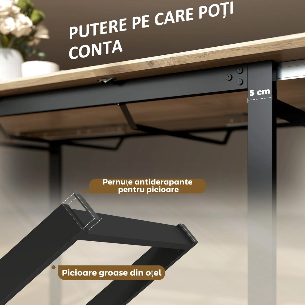 HOMCOM Masă de Luat Masa Extensibilă pentru 6-8 Persoane cu Panouri Detașabile, 140-180cm Masă Rectangulară Extensibilă cu Bază din Oțel, Stil Industrial, pentru Sufragerie, Culoare Lemn | Aosom Romania