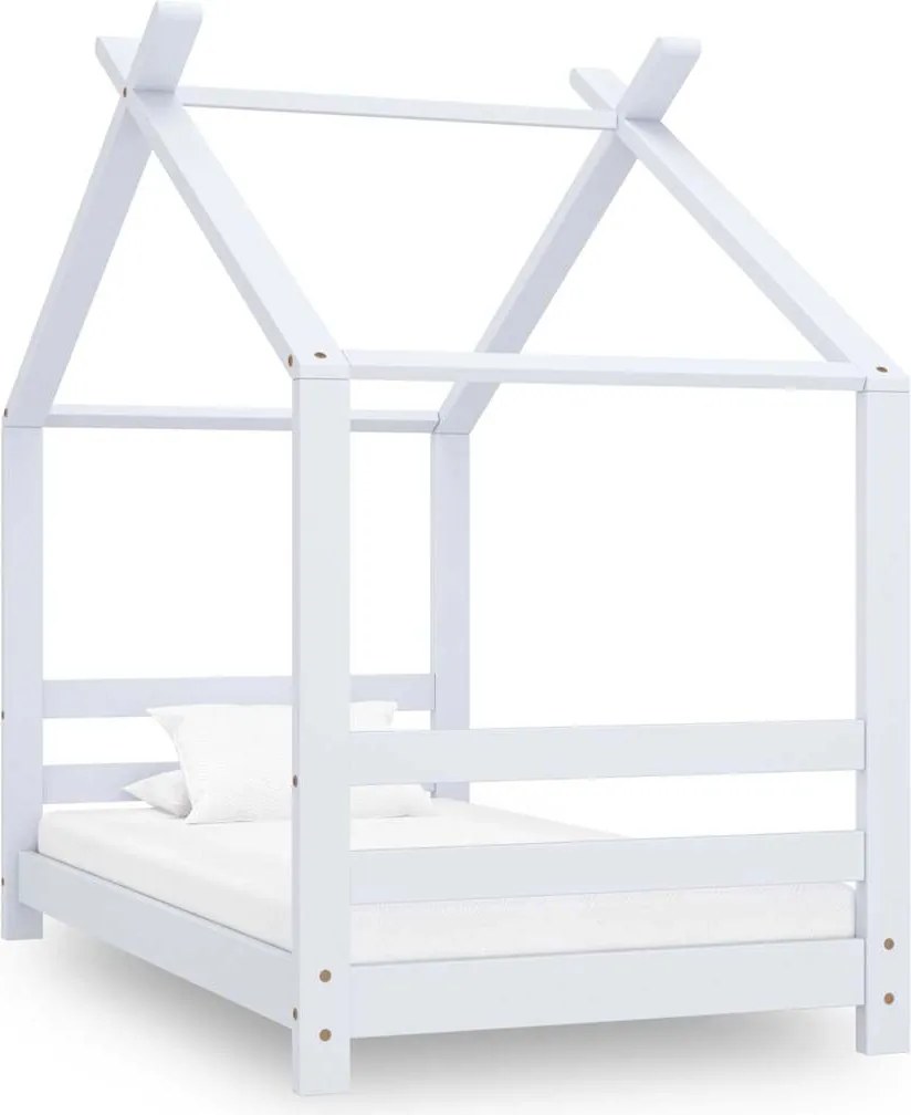 vidaXL Cadru pat de copii, alb, 70 x 140 cm, lemn masiv de pin