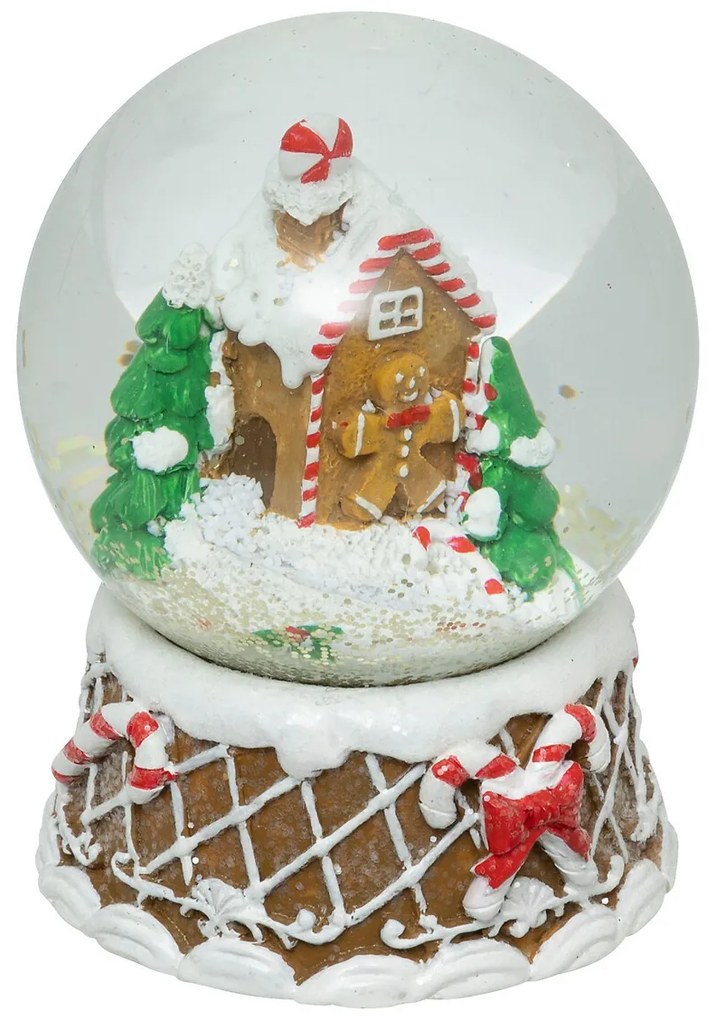 Glob cu zapada din sticla cu motiv de Craciun, Ø 8 cm