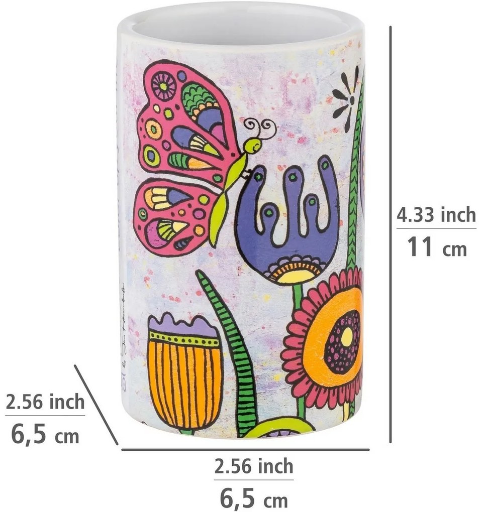 Pahar de baie ceramic pentru periuță de dinți Wenko Wenko Rollin'Art Full Bloom