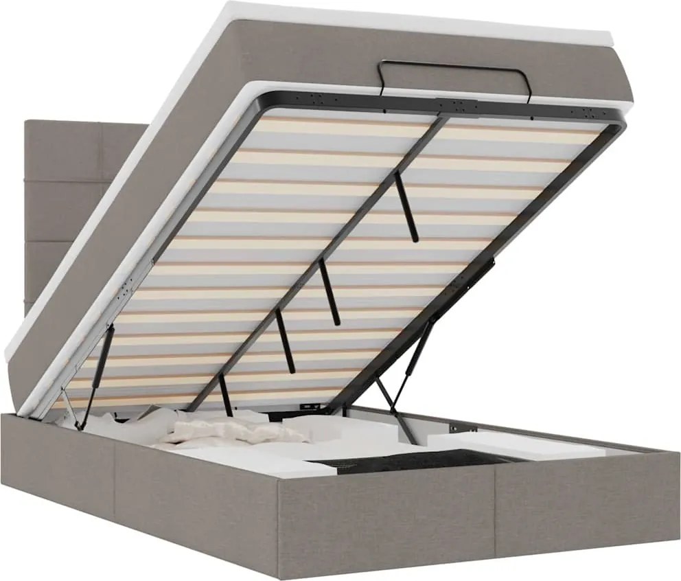 vidaXL Cadru de pat otoman cu saltea Taupe 120x190 cm Material