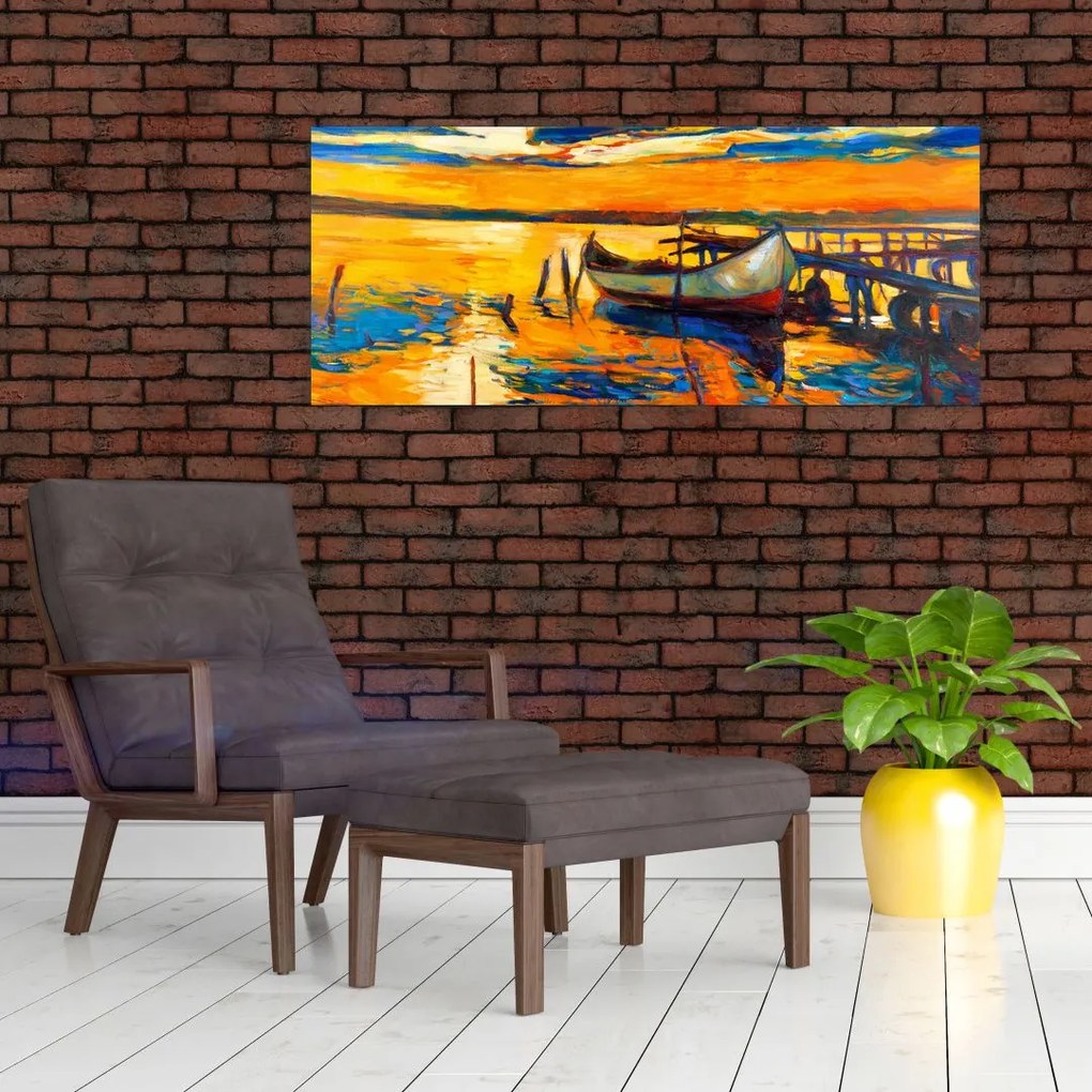 Tablou - Barca la apus de soare (120x50 cm)