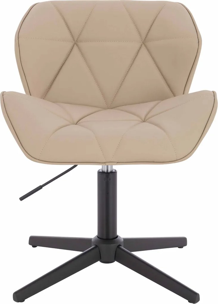 HR111CROSS Scaun Crem Piele Ecologica Premium Soft cu Bază Neagră