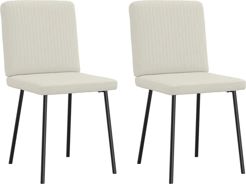 vidaXL Scaune de bucătărie, 2 buc., crem, catifea