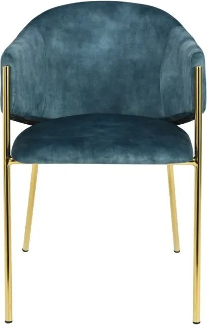 Set de 2 scaune aspect retro, Metal Auriu, Catifea Turcoaz, NOBLESSE A-47581 VC