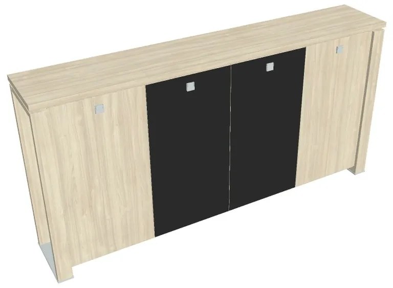 Dulap mediu pentru haine Verno+ 260 x 46 x 130 cm, uși combinate, salcâm / negru