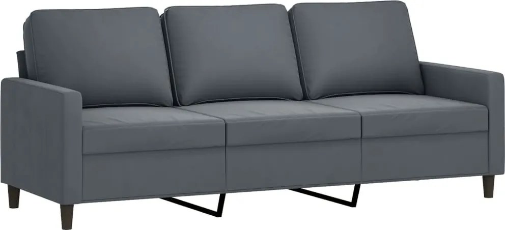 vidaXL Canapea cu 3 locuri, gri închis, 180 cm, material catifea