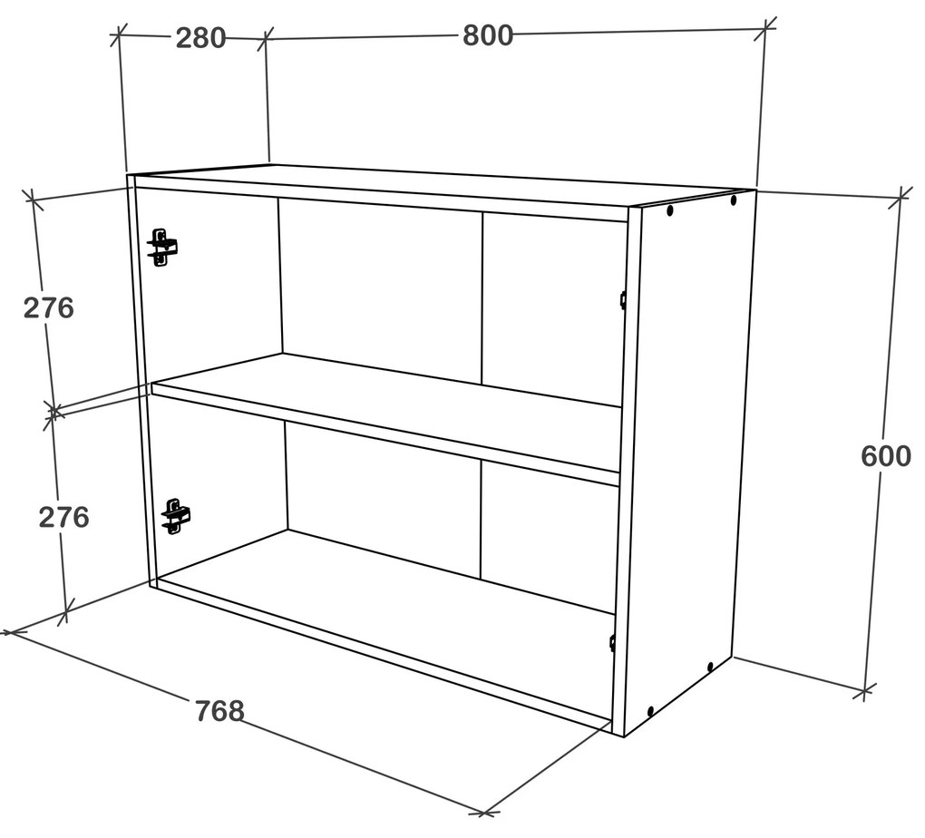 Corp haaus Karo, 2 Usi, cu sticla, Stejar Bronz/Alb, 80 x 30 x 60 cm